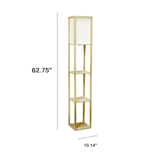 Lalia Home 5ft. Column Shelf Floor Lamp with Linen Shade Tan {4}