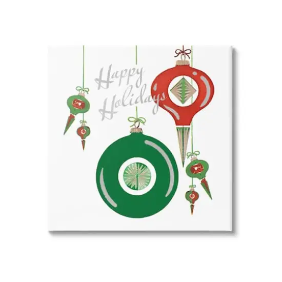 Stupell Industries Seasonal Happy Holidays Ornaments Canvas Wall Art {1}