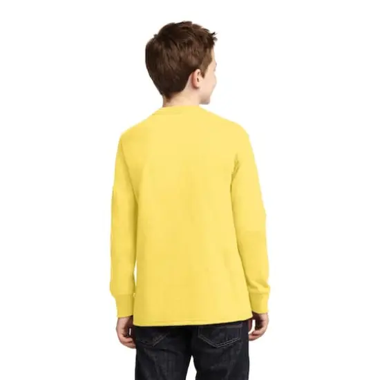 Port & Company&reg; Youth Long Sleeve Core Cotton T-Shirt Yellow {5}