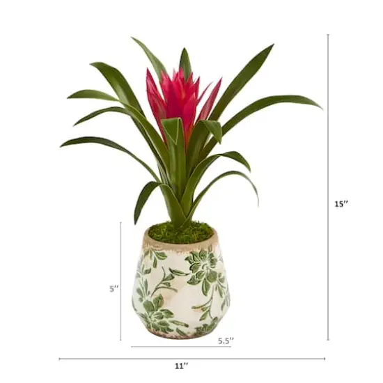 15" Pink Ginger Artificial Plant in Floral Vase {3}