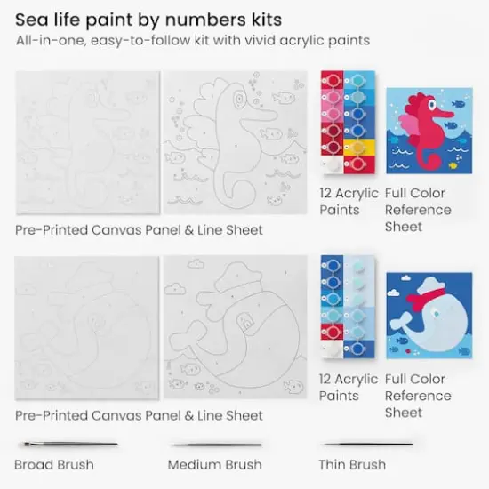 Arteza&reg; Kids Sea Life Paint by Numbers Kit, 35 pcs {3}