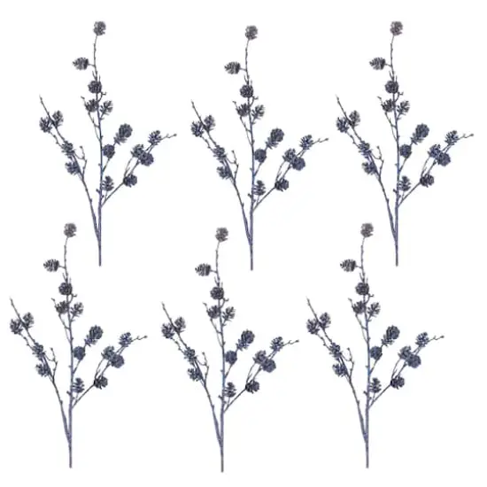 39" Glittered Blue Pinecone Twig Sprays, 6ct. {1}