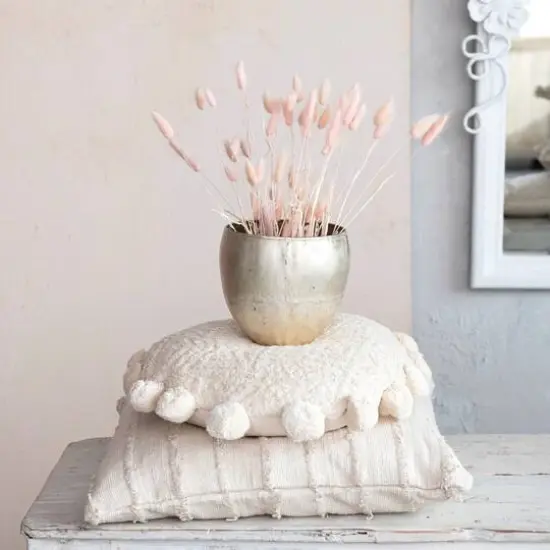 Hello Honey® Distressed Pewter Finish Round Metal Planters Set {3}