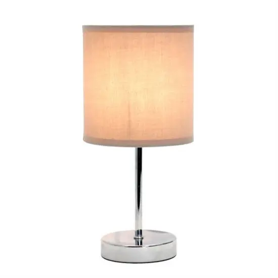 Creekwood Home Nauru 12" Brushed Nickel Petite Metal Stick Table Lamp Gray {6}