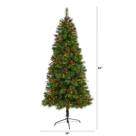 7ft. Pre-Lit Mixed Pine Artificial Christmas Tree, Clear LED Lights {8}