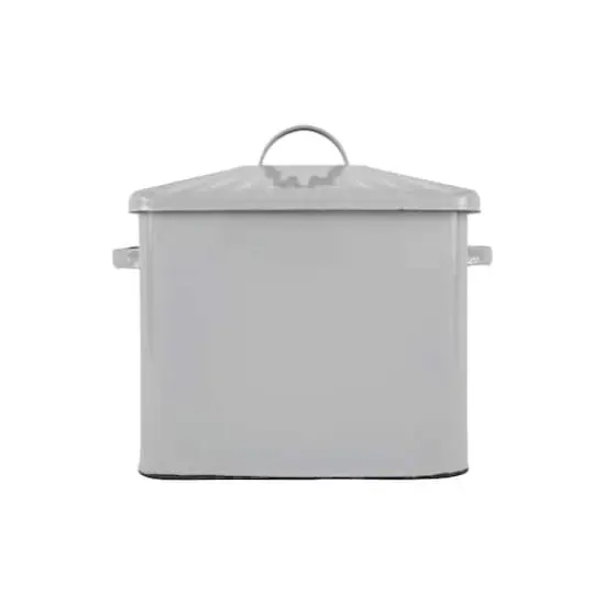 Hello Honey&reg; Enameled Metal Distressed "BREAD" Box with Lid Gray {6}