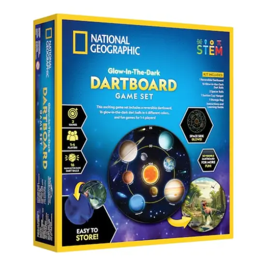 National Geographic Glow-in-the-Dark Dartboard Game Set {5}