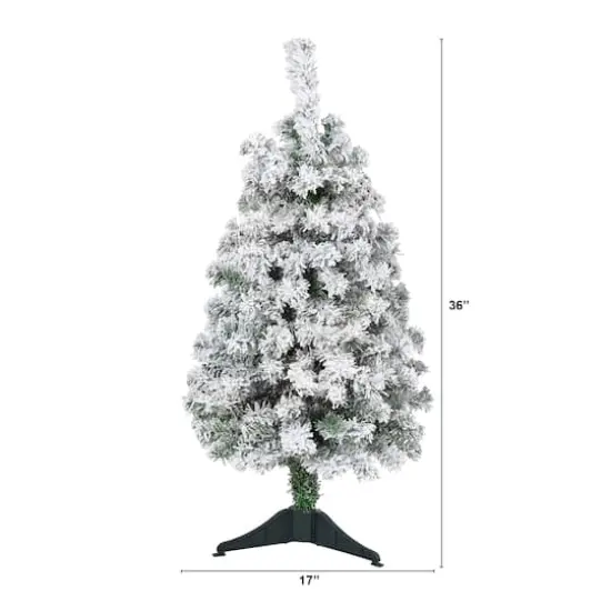 3ft. Unlit Flocked Rock Springs Spruce Artificial Christmas Tree {3}