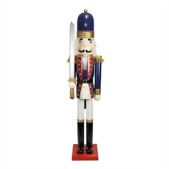 48.25'' Blue and White Christmas Nutcracker Soldier with Sword Decoration {1}