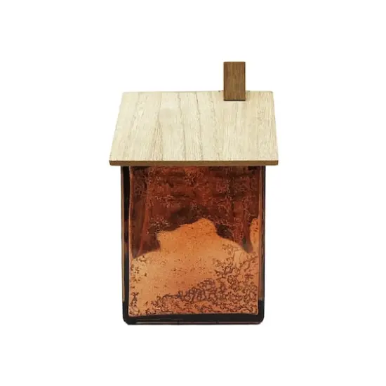 8" Brown Glass House with Woodgrain Roof Tabletop D&eacute;cor by Ashland {4}