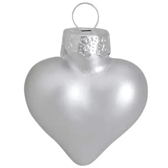 Whitehurst 56ct. 2" Matte Silver Glass Heart Ornaments {1}