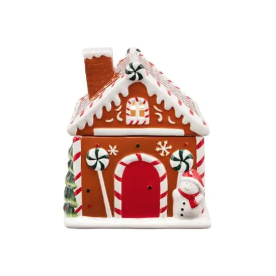 9.5" Ceramic LED Lit Gingerbread House Cookie Jar {1}