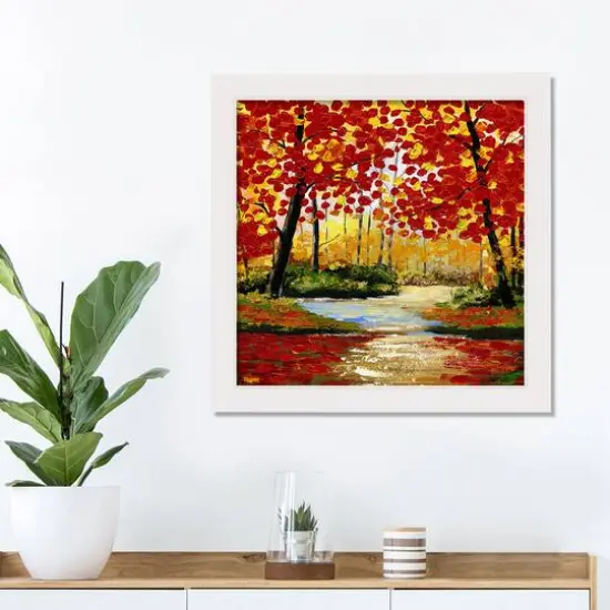 Red & Orange Autumn Leaves in White Frame {3}
