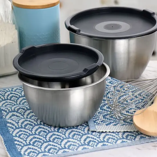 Martha Stewart Everyday 1.5qt. Stainless Steel Mixing Bowl with Plastic Lid {5}