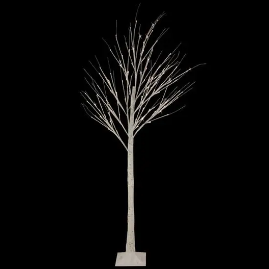 6ft. Pre-Lit White Twig Artificial Christmas Tree, Warm White LED Lights {4}