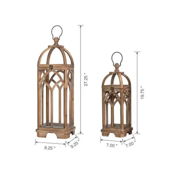 Glitzhome&reg; Farmhouse Natural Wooden Church Window Frame Lanterns, 2ct. {9}
