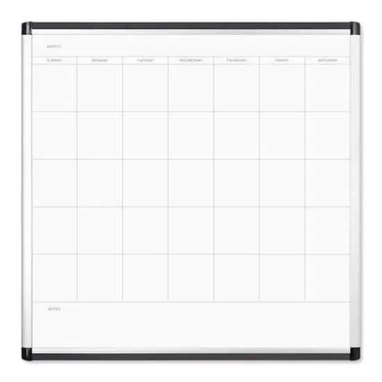 U Brands PINIT Silver 36" x 36" Aluminum Frame Magnetic Dry Erase Monthly Calendar Board {1}