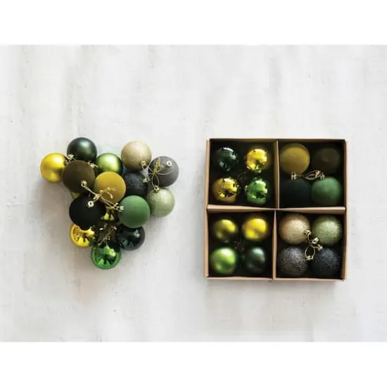 Hello Honey&reg; 10" Green Flocked, Glitter, Matte & Pearlized Plastic Ball Ornaments Box Set {3}