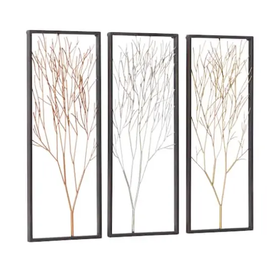 32" Black Metal Modern Floral Wall D&eacute;cor Set {3}