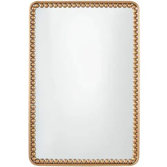 Gold Metal Wall Mirror with Beaded Detailing 24" x 2" x 36" {1}