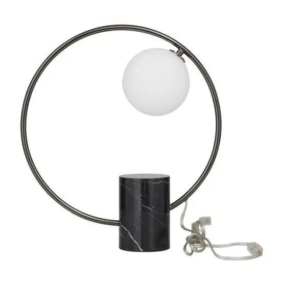 17.5" Marble Contemporary Abstract Accent Lamp Black {1}