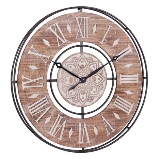 Brown Farmhouse Wood Wall Clock, 34" x 34" {1}
