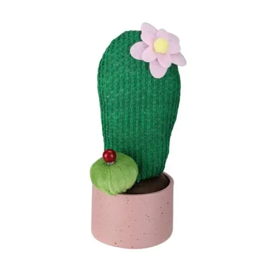 7.5" Plush Green Cactus in Pink Pot Decoration {1}