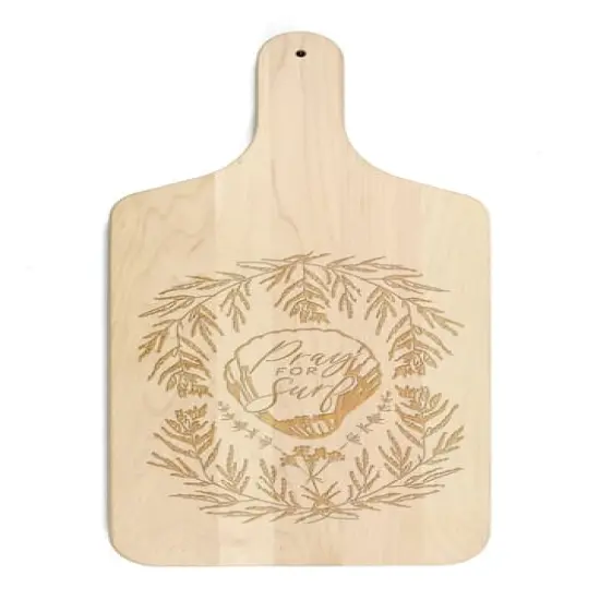 17" Pray For Surf Maple Wood Paddle Cutting Board {1}
