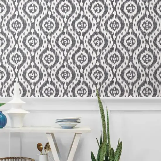 Surface Style Ikat Tracery Peel & Stick Wallpaper Ebony {6}