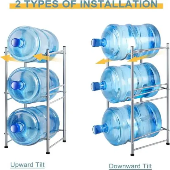 NEX&trade; 3-Tier 5-Gallon Silver Water Jug Storage Rack {3}