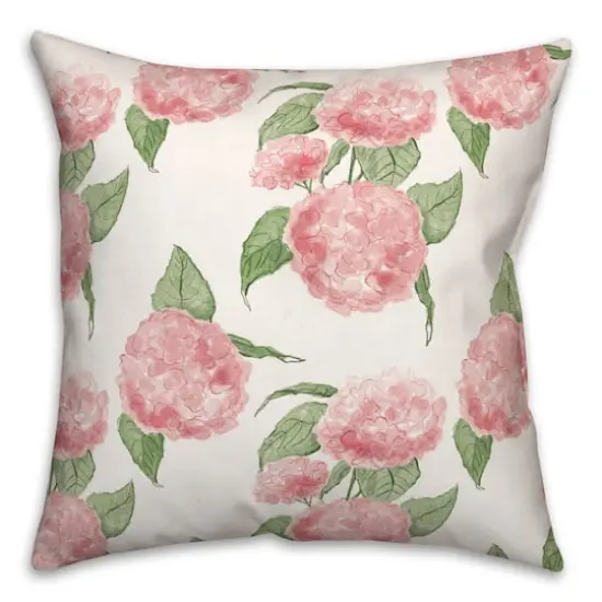 Pink Hydrangea Pattern 18" x 18" Throw Pillow {1}