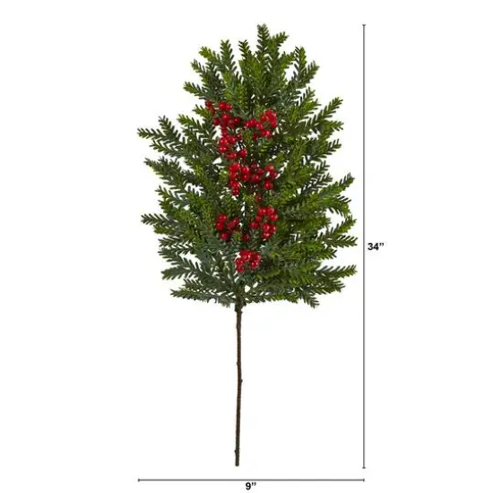 34" Pine & Berries Artificial Hanging Plant Set {5}