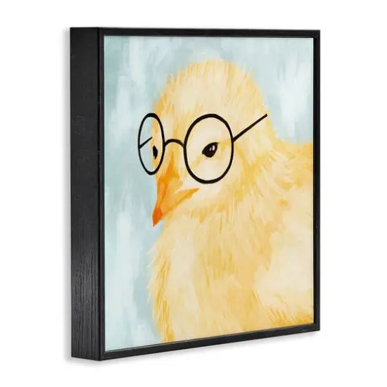 Stupell Industries Easter Chick Yellow Bird Black Glasses Animal Portrait Framed Giclee Art {4}