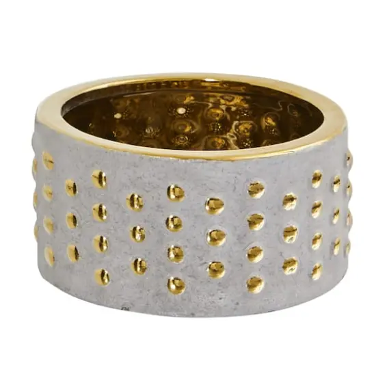 3.5" Regal Stone Hobnail Planter with Gold Accents {1}