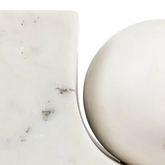 Hello Honey® 7" White Modern Marble Pillar & Taper Candle Holder Vase with Ball {7}