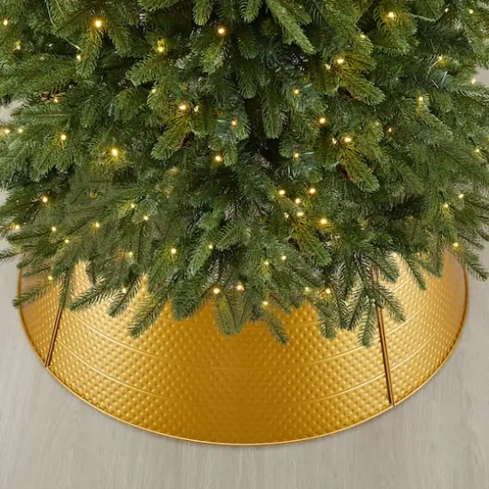 Glitzhome&reg; 40.5" Christmas Gold Hammered Metal Tree Collar {4}
