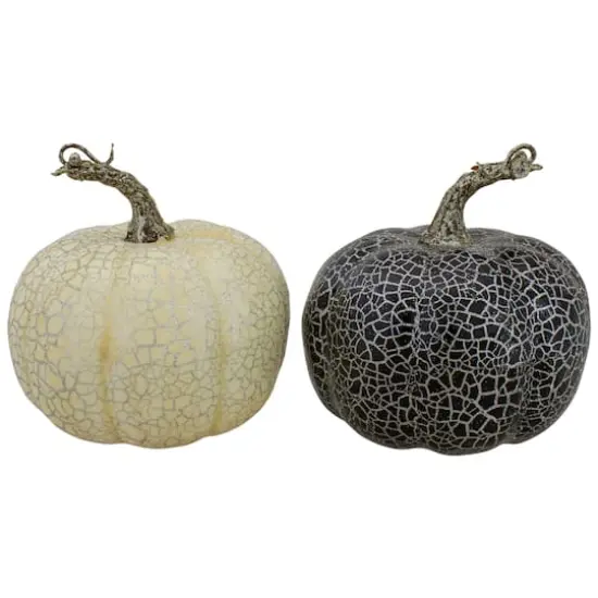 5" Black & Beige Fall Harvest Tabletop Pumpkin Set {1}