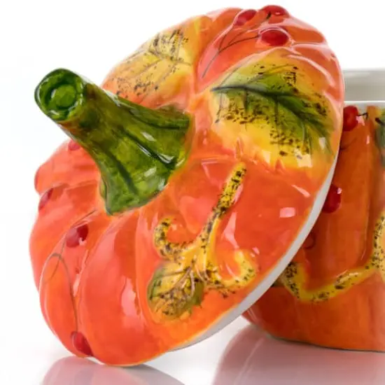 Gibson Home&reg; Orange Stoneware Pumpkin Cookie Jar with Lid {7}