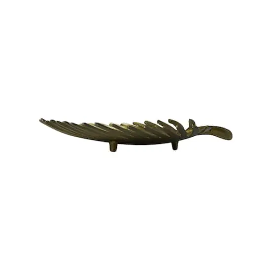 Hello Honey&reg; 13" Antique Gold Finish Decorative Aluminum Palm Frond Tray {3}