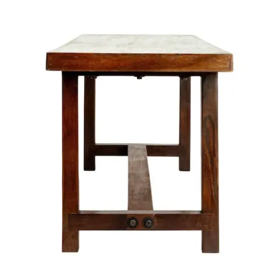 Hello Honey&reg; Elegant Acacia Trestle Bench Walnut {3}