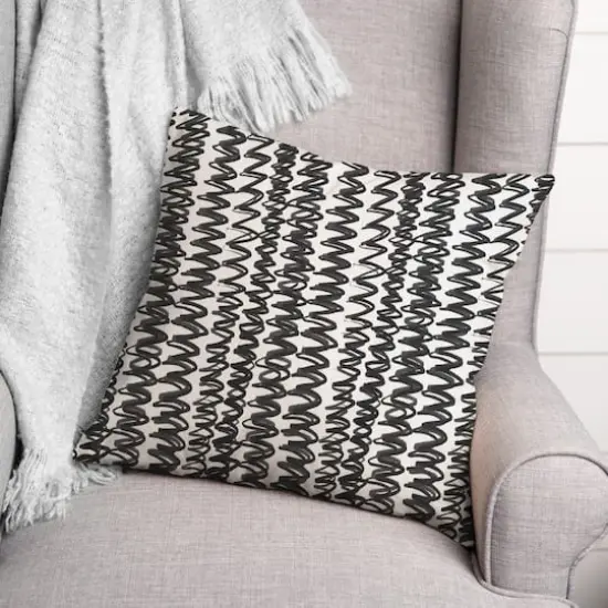 18" Squiggles Throw Pillow Black {3}