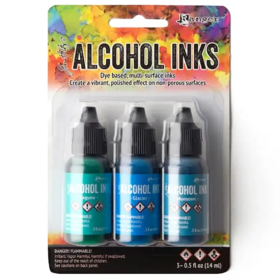 Tim Holtz&reg; Teal & Blue Spectrum Alcohol Inks, 3ct. {5}