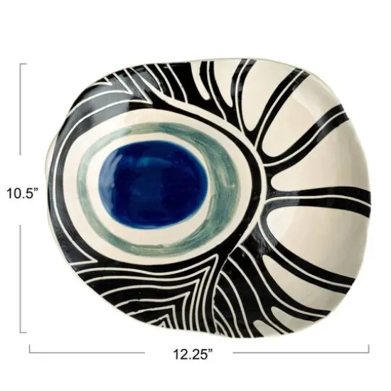 Hello Honey&reg; 12.25" Abstract Azure Stoneware Plate {10}