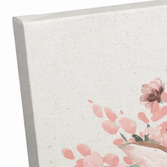 Easter Bunny Floral Bucket 16" x 20" Canvas Wall Art {4}