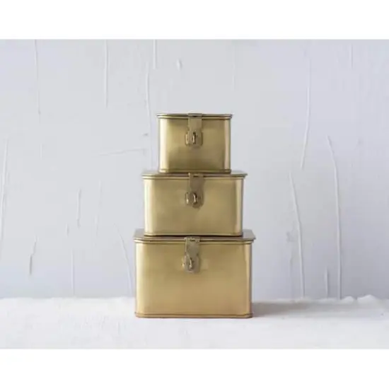 Hello Honey&reg; Gold Square Decorative Metal Box Set {8}