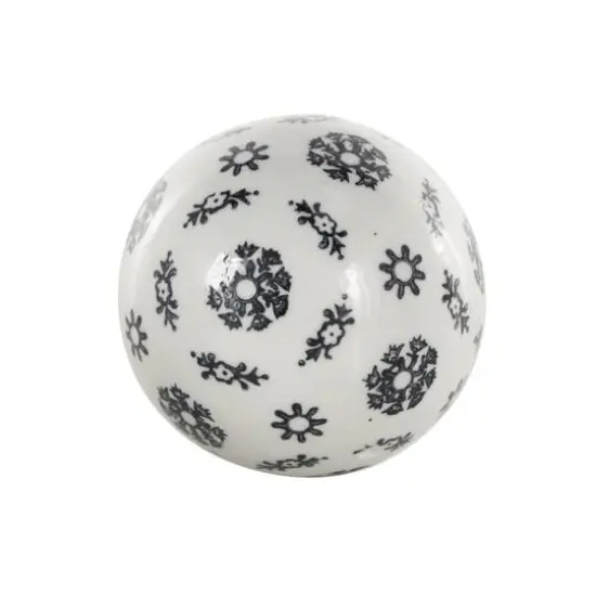 3" White & Black Floral Ceramic Decorative Ball Orbs Set {6}