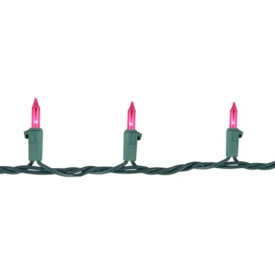 100ct. Mini Christmas String Lights with Green Wire Pink {7}