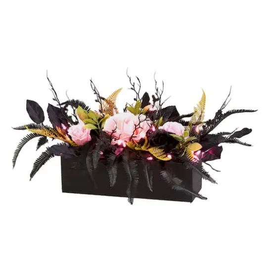 16" Cute & Creepy LED Halloween Centerpiece in Black Planter {1}