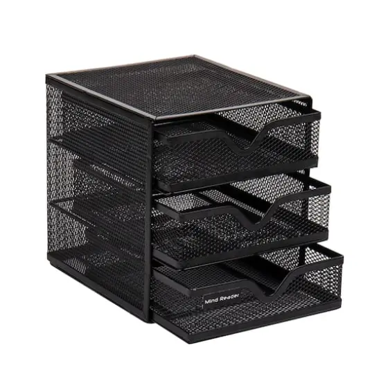Mind Reader Black Mesh Mini 3 Tier Drawer Desk Office Supplies Organizer {7}