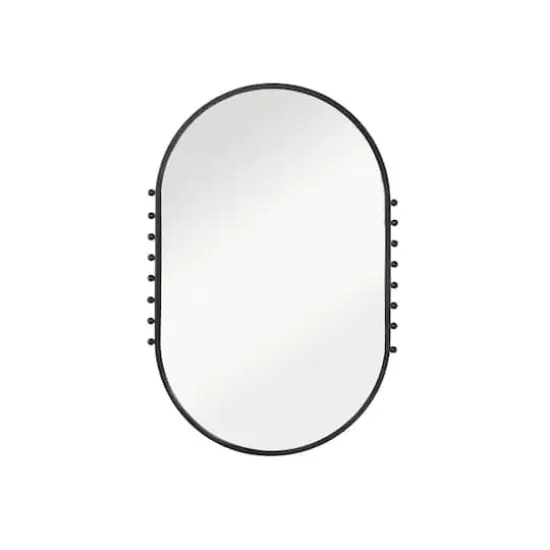 Hello Honey&reg; 35.5" Matte Black Metal Framed Oval Wall Mirror with Balls {1}
